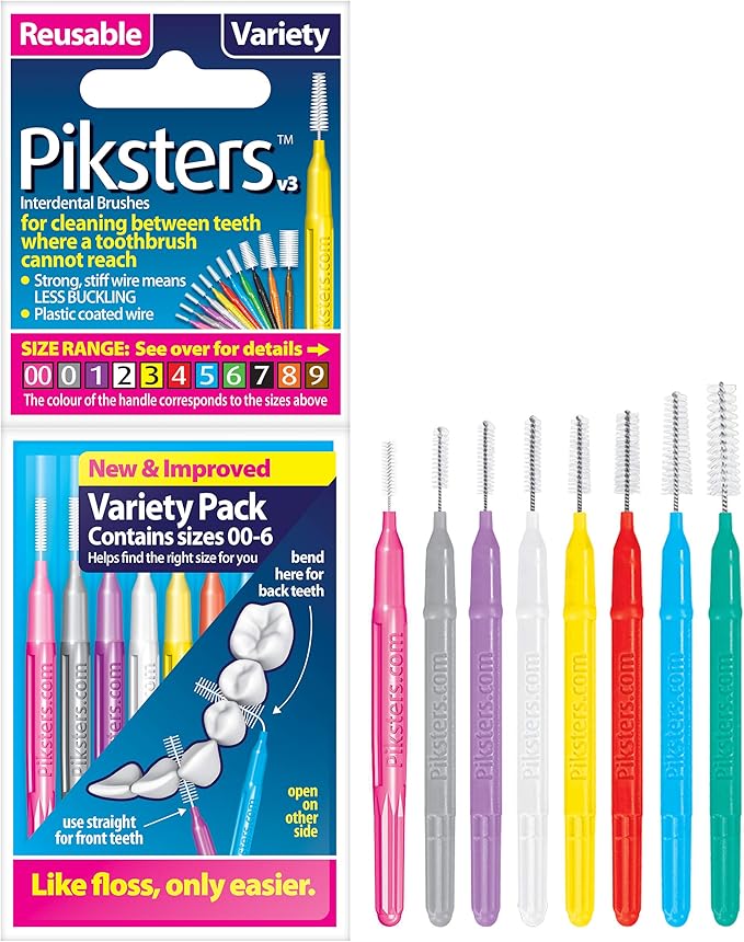 Piksters Interdental Brush 8 Brush Variety Pack For