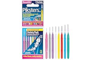 Piksters Interdental Brush 8 Brush Variety Pack | For Brushing between Teeth | Size 00, 0, 1-6.