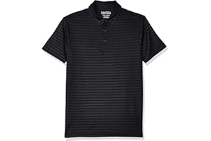 Nautica Boys' Active Short Sleeve Polo Shirt, Button Closure & Embossed Stripes, Breathable Performance Fabric