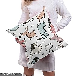 Lunarable Dogs Fabric by The Yard, Print with