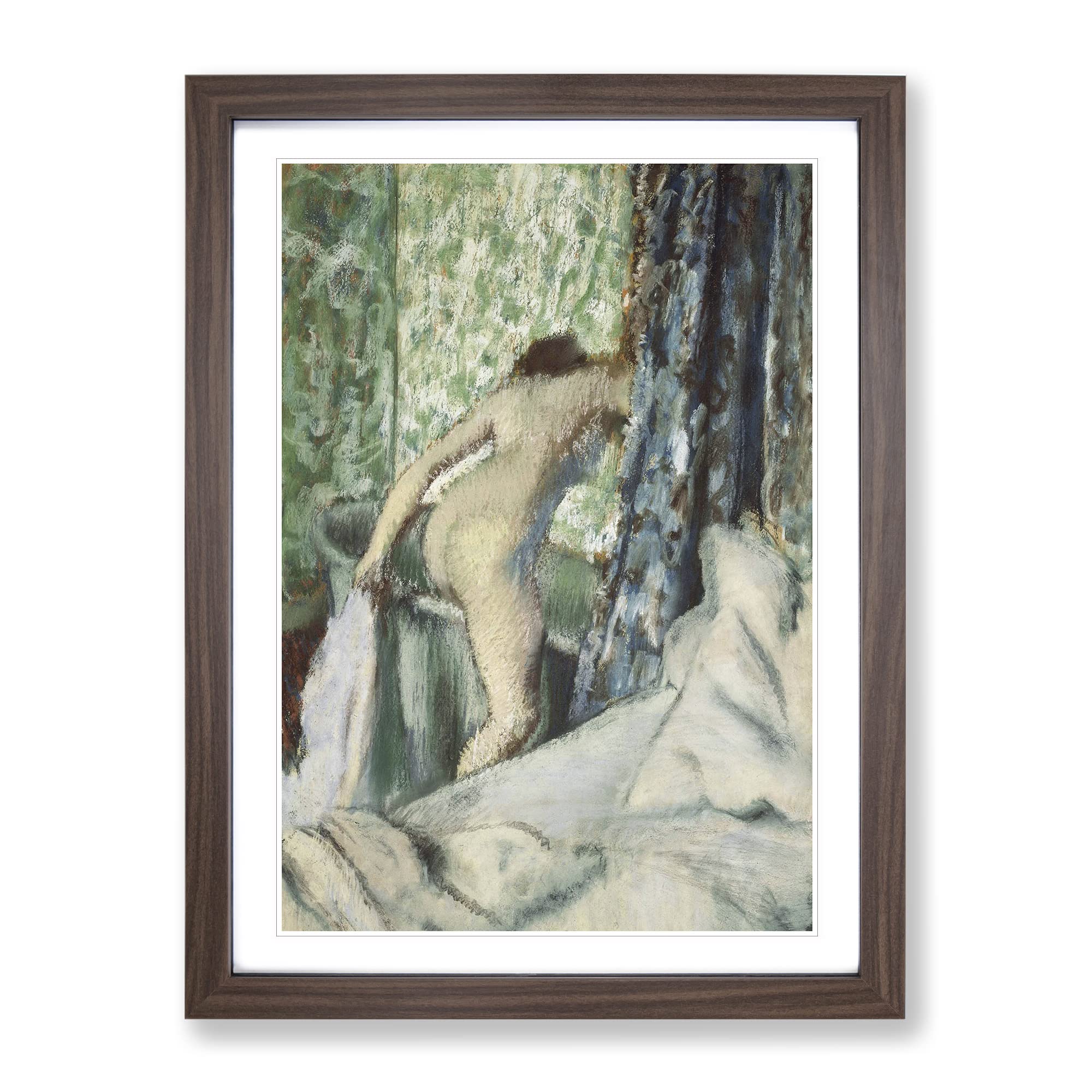 Nude Woman In The Bath By Edgar Degas Classic Painting Framed Wall Art Print, Ready to Hang Picture for Living Room Bedroom Home Office Décor, Walnut A4 (34 x 25 cm)