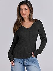 ANRABESS Womens Long Sleeve Cable Knit Sweater 2025