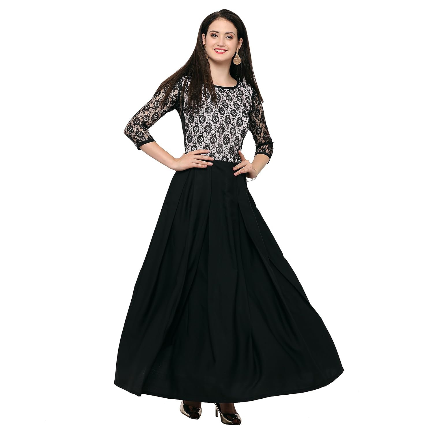 brahmani creation surat women's crepe dress (black)