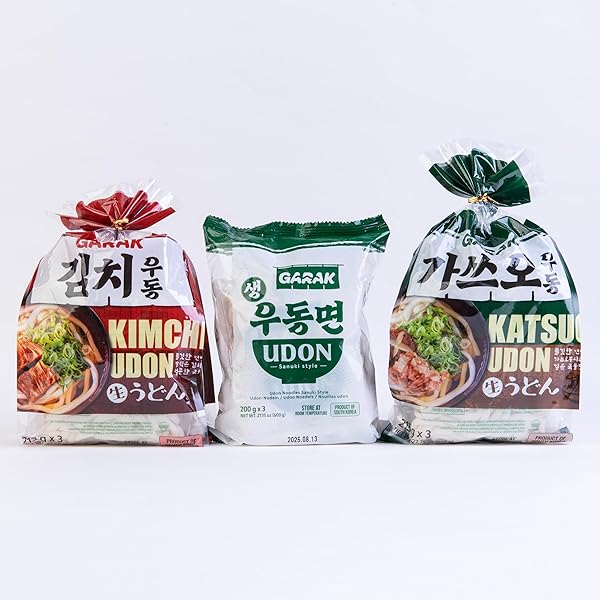 GARAK KIMCHI SOUP UDON NOODLES (3 PACKS) – THICK JAPANESE-STYLE KOREAN NOODLES WITH SEASONING, READY IN 2 MINUTES, PERFECT FOR QUICK MEALS (645G / 22.75OZ)