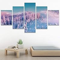 SIGNWIN 5 Panel Canvas Wall Art Modern Art Forest Multicolor Photography Relax/Calm Romantics Scenic for Home Decorations Ready to Hang - 60