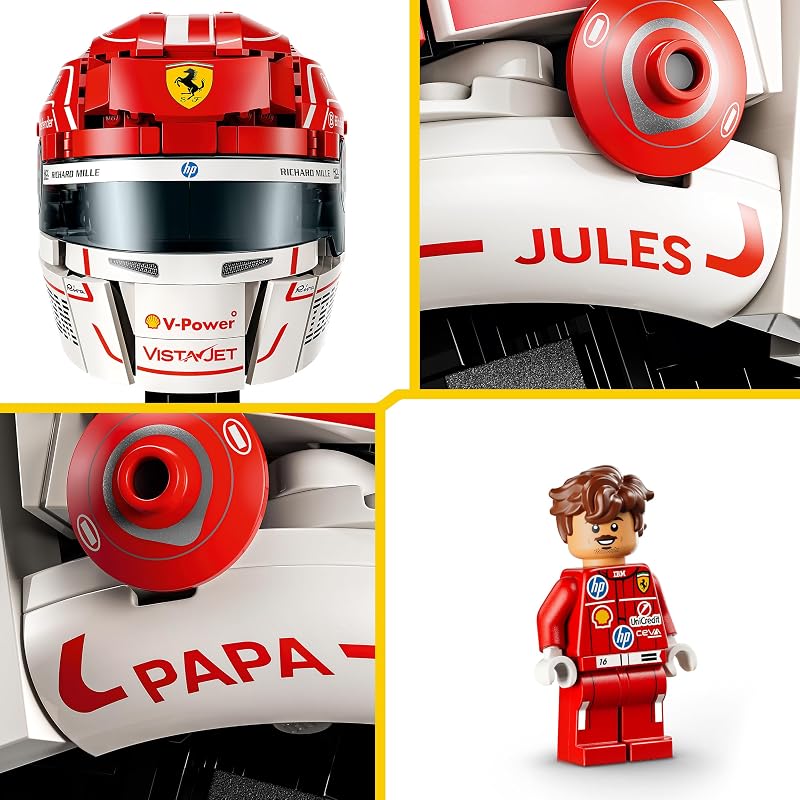 Capacete Editions Scuderia Ferrari HP Charles Leclerc - Merchandising de F1 - Kit de Modelo de Exposição com Minifigura de Coleção - Presente para Rapazes de 14+ Anos e Fãs Adultos de Desporto Motorizado - 43014