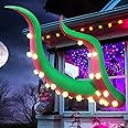 FunFanso 7FT Halloween Inflatable Green Octopus Tentacles Outdoor Decorations, Blow up Hanging Decorations with Built-in LED Lights, Striking Window Decor Suitable for Roof Yard Indoor Holiday Party