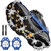 Crampons Ice Cleats Traction Snow Grips for Boots Shoes Women Men Anti Slip 19 Stainless Steel Spikes Safe Protect for Hiking Fishing Walking Climbing Mountaineering