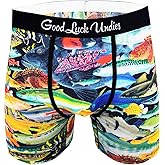 Good Luck Undies Men's Fish and Ocean Animal Boxer Brief Underwear