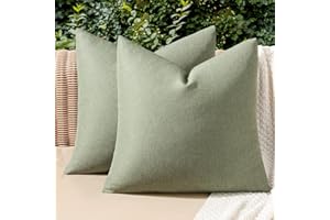 MIULEE Pack of 2 Decorative Outdoor Solid Waterproof Throw Pillow Covers Polyester Linen Garden Farmhouse Cushion Cases for P