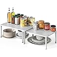 Simple Houseware Expandable and Stackable Kitchen Cupboard Metal Organizer for Mug Shelf, Spice Rack, and Pantry Storage, Set