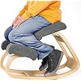 VILNO Ergonomic Kneeling Office Chair - Rocking Home & Work Wooden Computer Desk Chairs, Back & Neck Spine Pain, Better Posture, Ergo Knee Support Stool, Cross Legged Sitting (Gray)