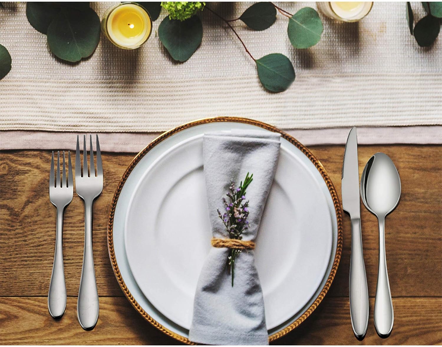  | Flatware Set, 40-Piece Silverware Set, LIANYU Stainless Steel Home Kitchen Hotel Restaurant Tableware Cutlery Set, Service for 8, Mirror Finished, Dishwasher Safe: Flatware Sets