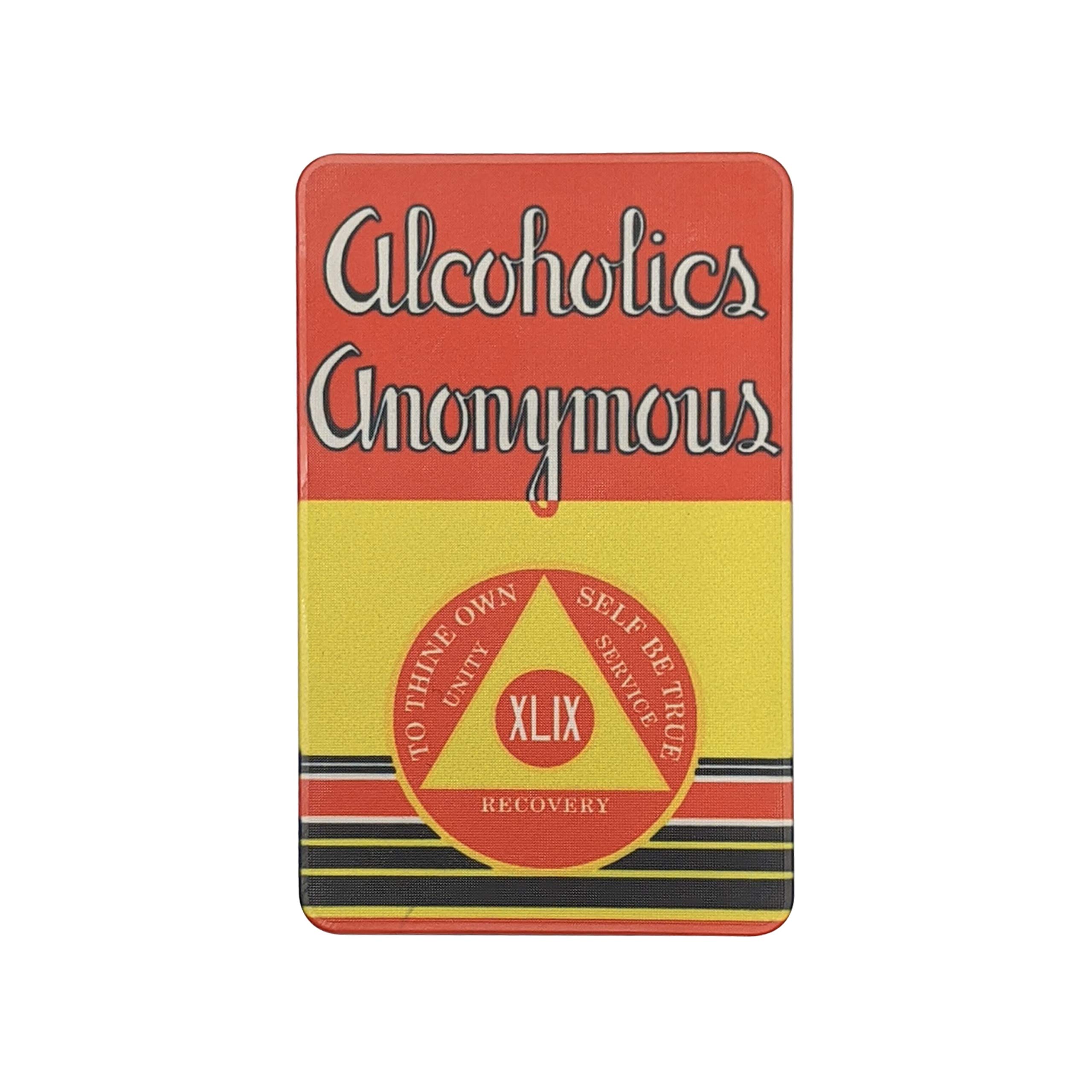 MYRECOVERYSTORE First Editionโ Big Book Alcoholics Anonymous Rectangular AA Sobriety Chip with How It Works (Years 1-50 Offered) Wallet Card Style Recovery Chip (Year 49) โ image 1