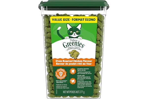 GREENIES Feline Cat Treats Natural Dental Care, Oven Roasted Chicken Flavour, 9.75oz. Tub