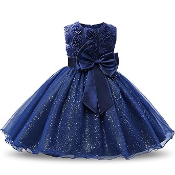 NNJXD Mädchen Ärmellos Spitze 3D Blumen Tutu Urlaub Prinzessin Kleider