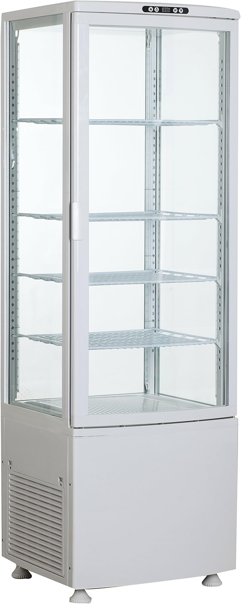 Zebra Products, 4 sided glass display merchandiser/refrigerated display case - 7.59 cu. Ft,Curved glass door, Bright LED, Ivory white colorbond- 20.3"(W) x 19"(D) x 63"(H) - RT-215L