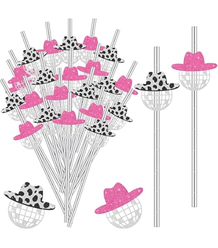 48 Stück Disco Cowgirl Party-Deko – Hängende Spiralfiguren Mit Cowgirl-Hut & Discokugel, Ca. 14 X 12 Cm