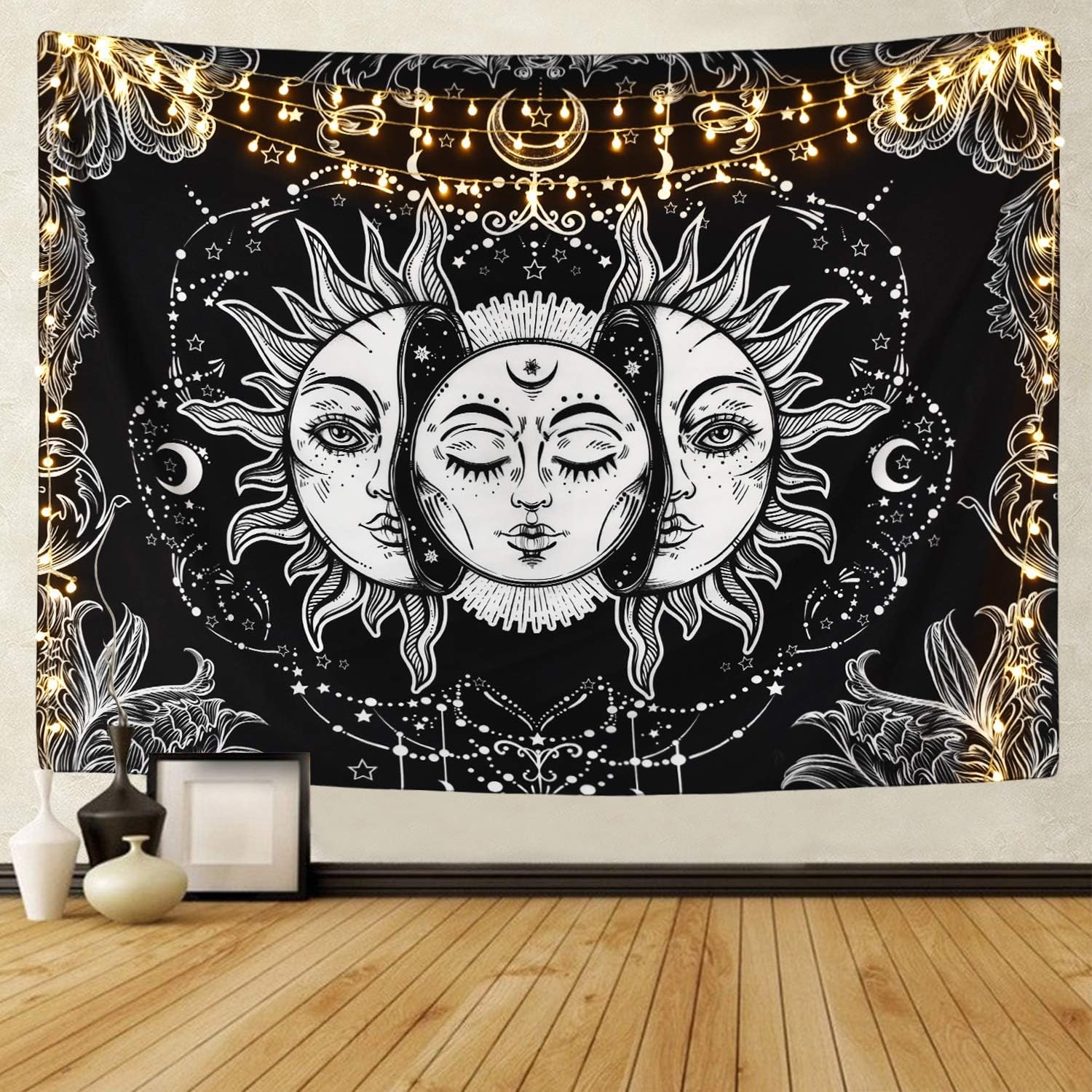 Sun and Moon Tapestry Burning Sun with Star Tapestry, 51.2" L x 59.1" W