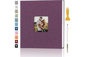 AENBUSLM Photo Album Self Adhesive Pages for 4x6 5x7 8x10 Pictures Magnetic Scrapbook Photo Albums with Sticky Pages Books with A Metallic Pen for Baby Wedding Family 11x10.6 Purple 40 Pages
