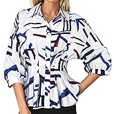 Nlife Women Business Casual Blouse Work Office Peplum Button Down Shirt 3/4 Sleeve Cinched Waist Flattering Top