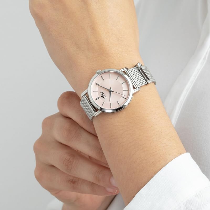 Relógio analógico feminino 316l em aço inoxidável em prata - movimento de quartzo - cristal mineral de alta resistência - resistente à água 5 ATM 18737/2 - minimalista para ela