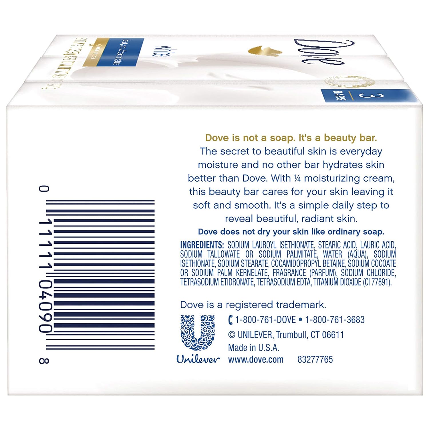 Dove Beauty Bar, White, 3.17 Ounce (Pack of 3) : Beauty