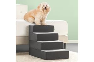 Zinus 4 Step Easy Pet Stairs/Pet Ramp/Pet Ladder/Grey, Large