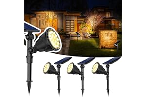 JSOT 600 Lumen Bright Solar Lights Outdoor Waterproof,Solar Powered Landscape Spotlights Solar Walkway Lighting for Backyard Garden Pathway Driveway Path Wall Patio Decor Warm White 4 Pack