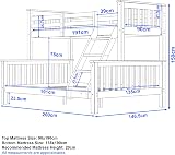 Blisswood Triple Bunk Bed - 4ft6 Double & 3ft Single Pine Frame White view 2