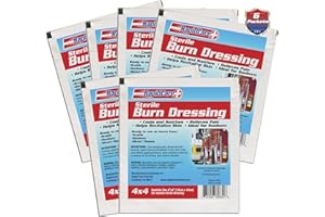 Rapid Care First Aid 404-6 Hydrogel Burn and Wound Care Dressing Pads, 4" Width, 4" Length, Pack of 6