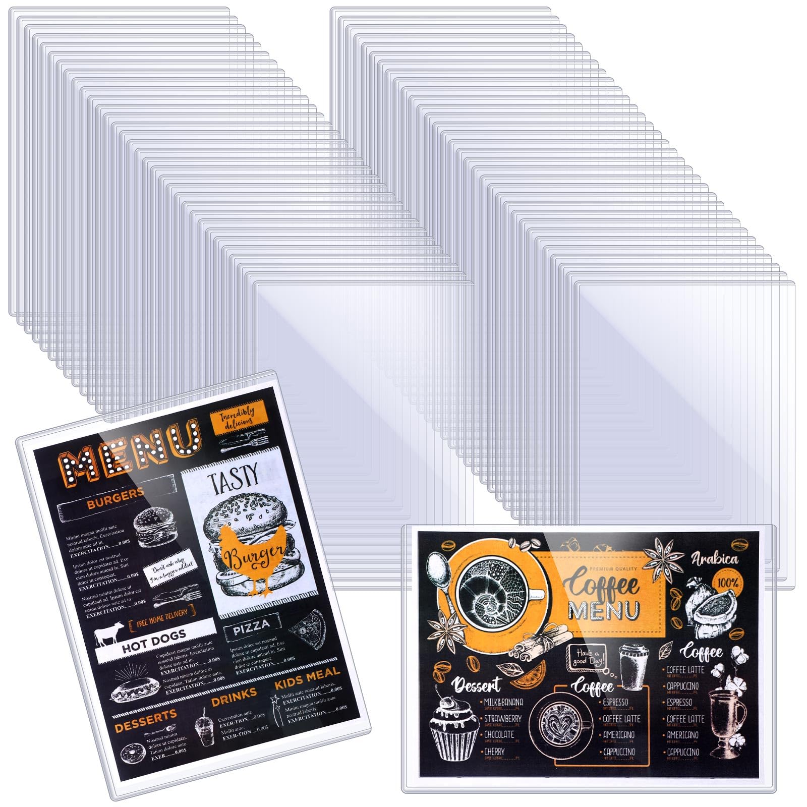 MotiMind 75 Pack Menu Covers 8.5 x 11 Inch Double Sided 2 View ...