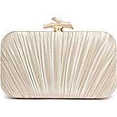 Nexellent Purses for Women Evening Bag Handbags Formal Pleated Clutch Bag with Chain for Prom Wedding Party Black-tie affairs