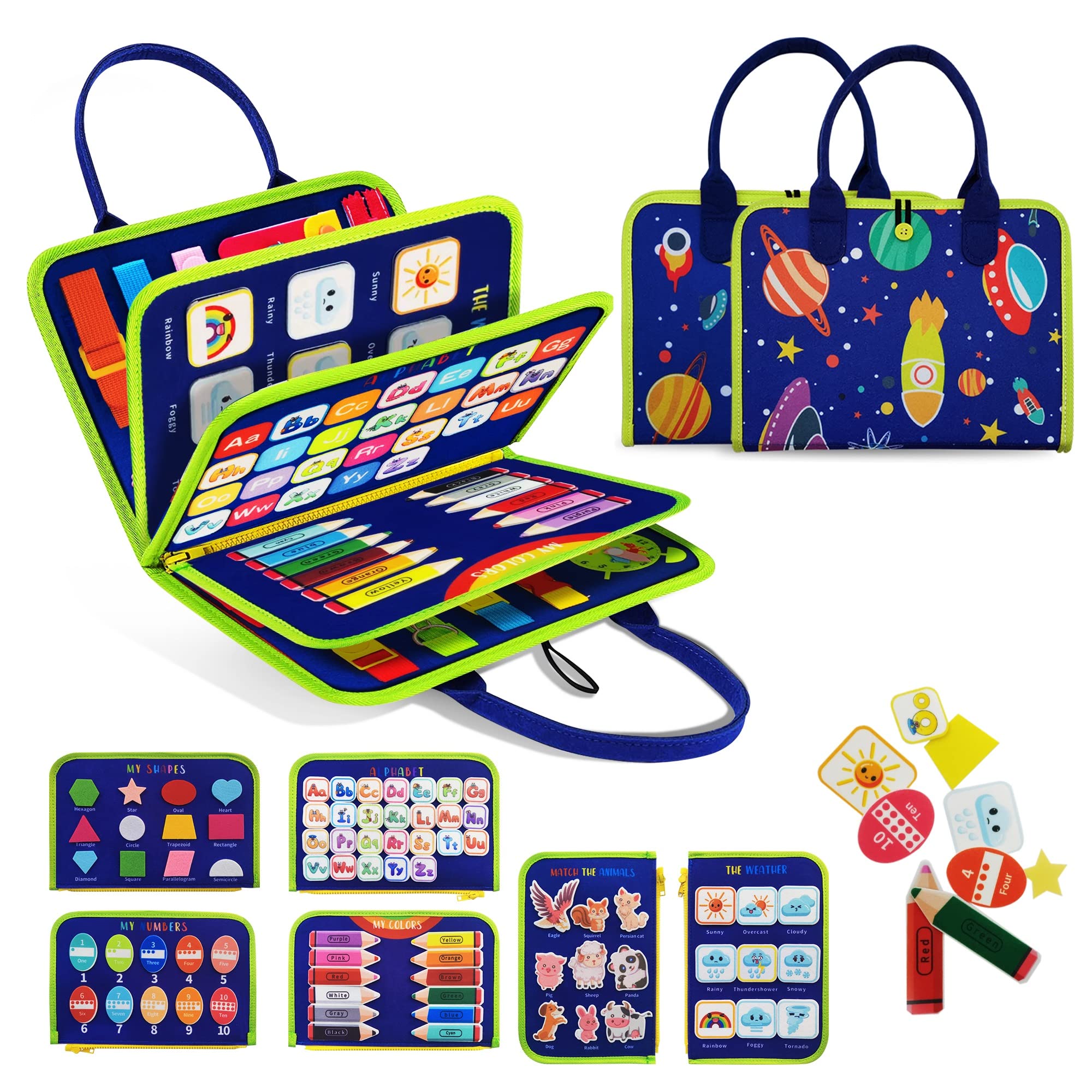 TenFans Busy Board - Montessori Toys for 3 4 5 Years Old - Sensory Toys for Autism - Toddler Toys Gift for Boys & Girls Learning Fine Motor Skills
