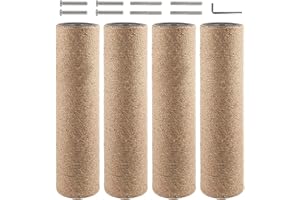 VCEPJH Cat Scratch Post Replacement for Cat Tree Replacement Parts-Pack of 4 12 Inch Cat Tower Scratching Pole Refill with M8 Screws Sisal Rope Furniture Protector for Indoor Kittens (Yellow)