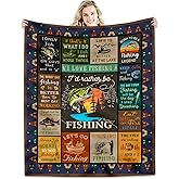Hcoviv Fishing Gifts for Men Blanket 50" X 60", Funny Fish Gift for Boys, Fish Present for Women Unique, Best Gift for Fisherman, Gifts for Man Who Love Fishing