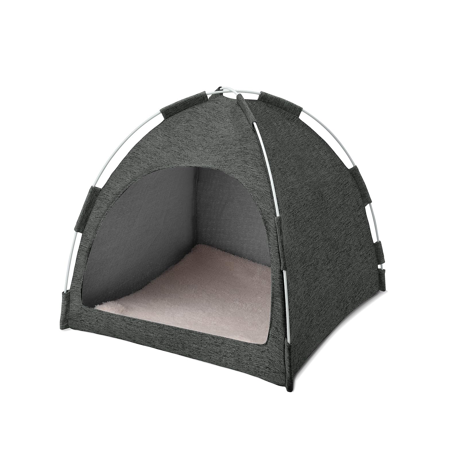 Photo 1 of Cat Tent Cave House with Non-Deformable Elastic Fiber Frame and Removable Cushion for Your Feline Friends (Darkgrey)