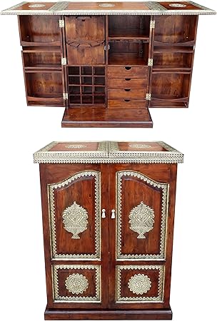 Orientalischer Hausbar Bartheke aufklappbar aus Massivholz Javana 170cm