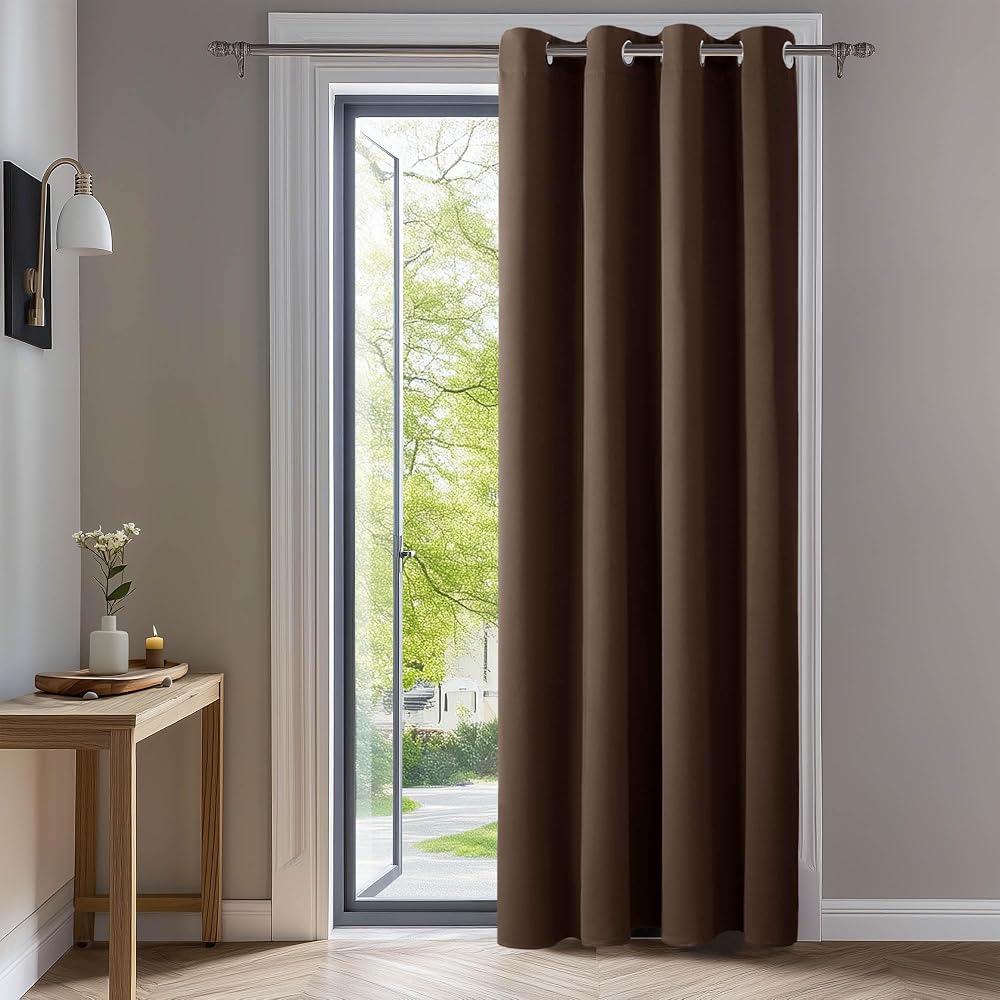 Deconovo Window Treatment Thermal Insulated Eyelet Curtain Brown 52x108 in