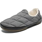 OLUKAI Puku'i Men's Fleece Slippers, Comfortable Activewear Slippers, Premium Full-Grain Leather & Jersey Knit, Drop-In Heel & All-Day Comfort