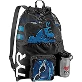 TYR Big Mesh Mummy Backpack, Black | 40L Capacity | Mesh Drainage | Side Zip Pocket | Barrel-Lock Closure