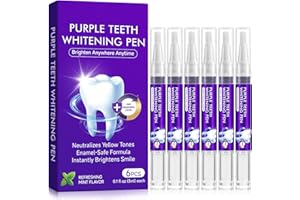 Teeth Whitening Pen(6 Pens), Purple Teeth Whitening Gel Essence, Stain Removal, Effective Tooth Whitener Pen Kit for Neutrali