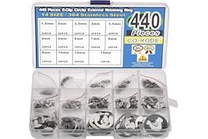 CO-RODE 440pcs Stainless Steel E Clips Circlip Ring External Retaining Ring Assortment Kit