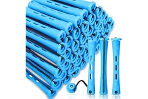 WILLBOND 60 Pcs Short Perm Rods Natural Hair Perm Rods with Elastic Rubber Band Non Slip Plastic Perming Cold Wave Kit for Wo