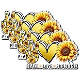 Pack 4PCS Peace Love Sunshine Stickers Sunflower Waterproof Vinyl Decal Decor Laptop Phone Case Water Bottle Car Bumper Scrapbook Gifts Birthday Christmas for Adults Teens Boys Girls