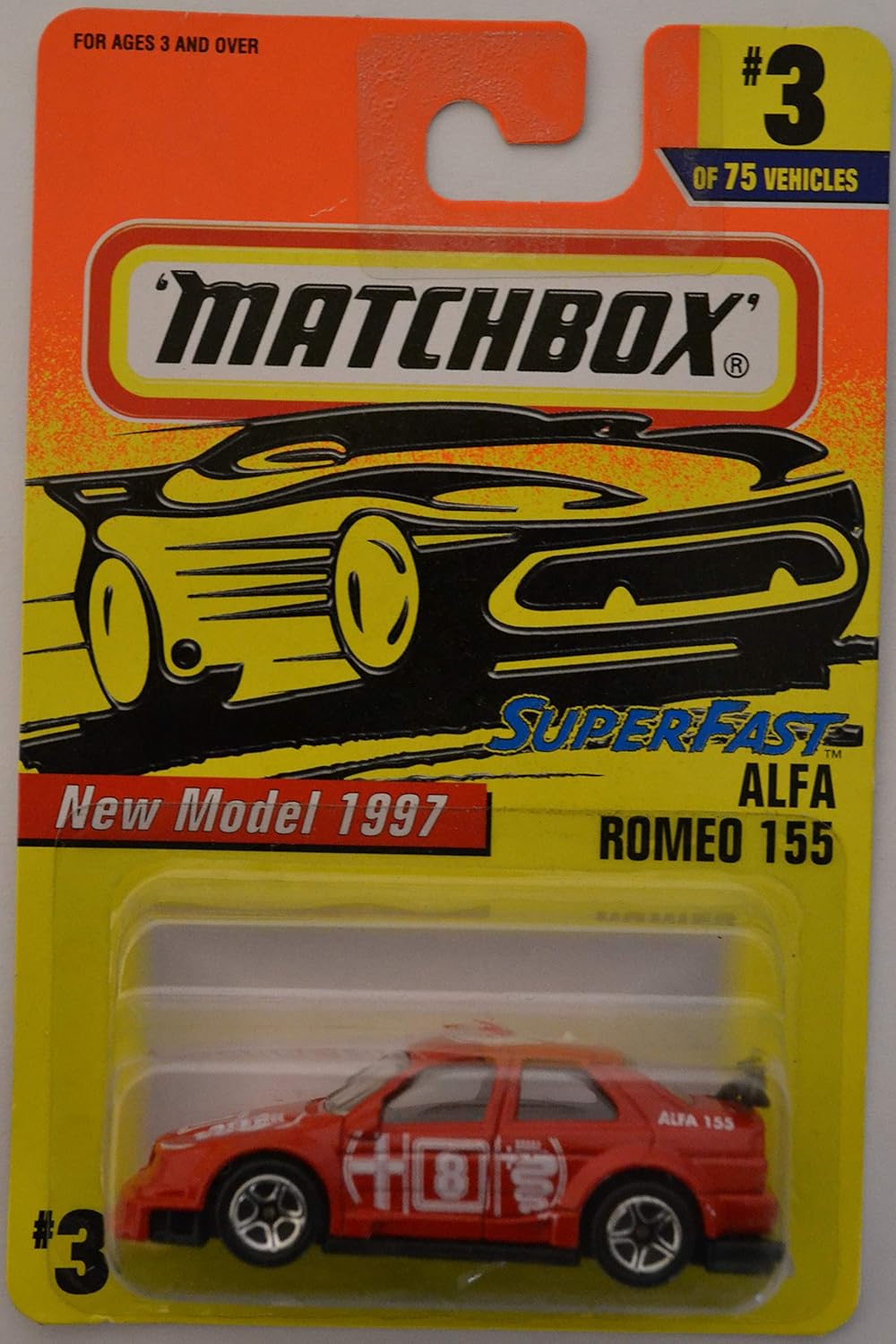 MBX Alfa Romeo 155 Red #3 Matchbox Super Fast Series 1:64 Scale Die Cast Car