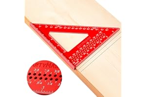 ARTYMASTER 7 inch Carpenter Square, 1/16" Precision Hole Scribing Square Tools, 0-90° Aluminum Alloy Rafter Square, Woodworking Square Tools AM13D