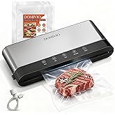 DOMIVIO Vacuum Sealer Machine for Food, 85kPa Strong Suction Food Saver with LED Touch Panel, Dry & Moist Modes, Quick & Easy Vacuum Sealer for Food Storage & Meal Prep, Includes 20 BPA-Free Bags