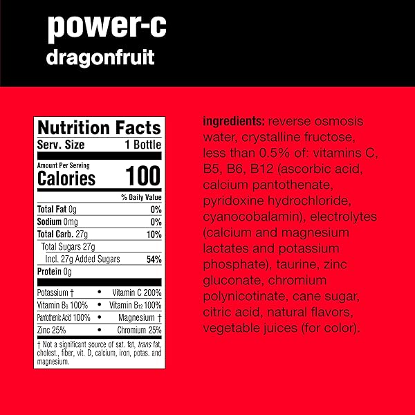 VITAMINWATER POWER-C DRAGONFRUIT NUTRIENT ENHANCED FLAVORED WATER BEVERAGE, 20 FL OZ BOTTLES, 12 PACK