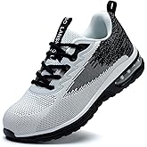 LANSNBO Steel Toe Shoes for Women Lightweight Breathable Safety Work Sneakers Non Slip Puncture Proof Utility Slip On Footwear for Industrial Construction